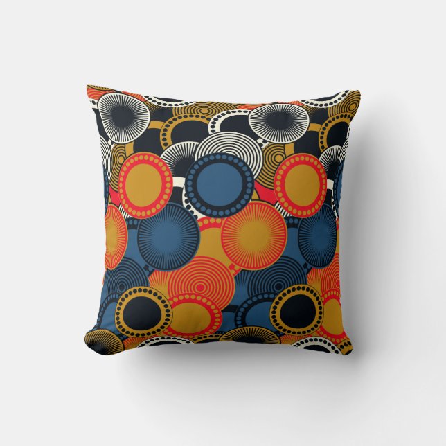 retro style seamless pattern geometric circles in  throw pillow (Front)