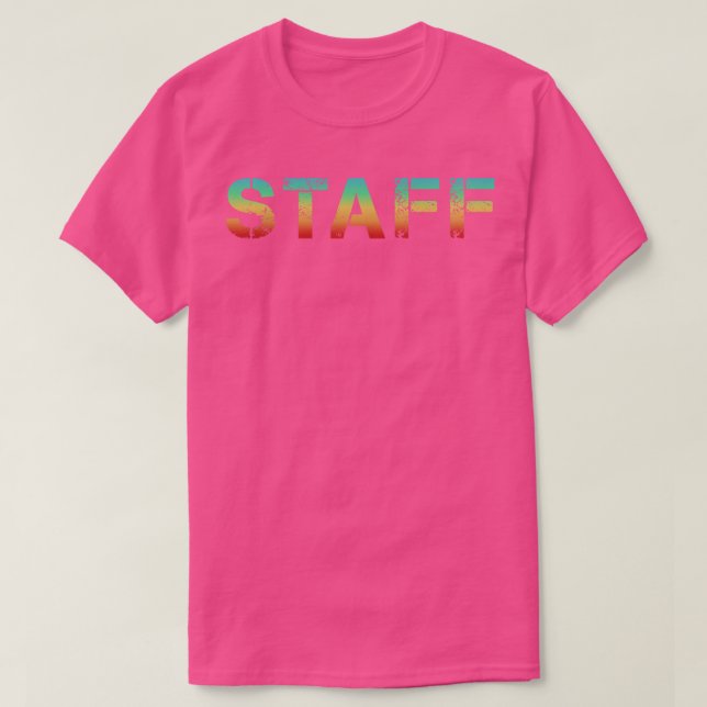 Retro Style Staff Text T-Shirt (Design Front)
