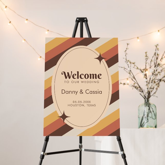 Retro Style Stripes Seventies Groovy 70s Hippie Foam Board (In Situ (Stand))