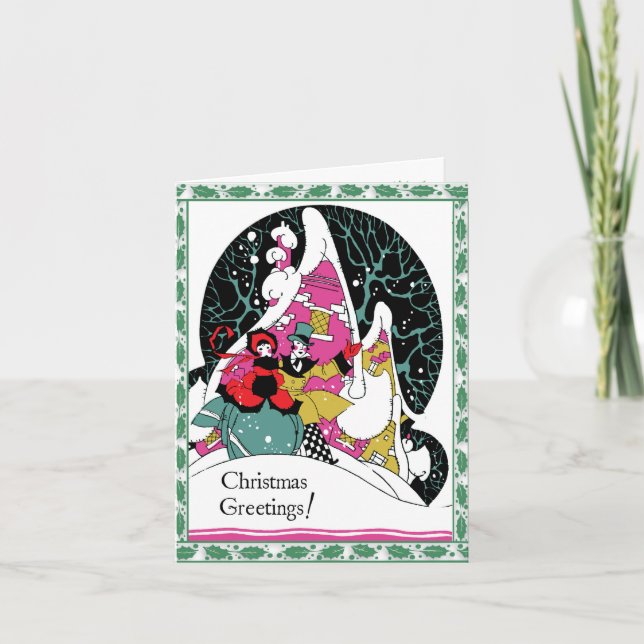 Retro-Style "Stylized Couple" Christmas Card (Front)