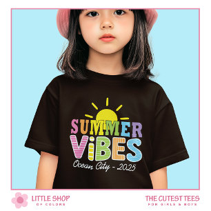 Retro Style Summer Vibes Colorful Typography Girls T-Shirt
