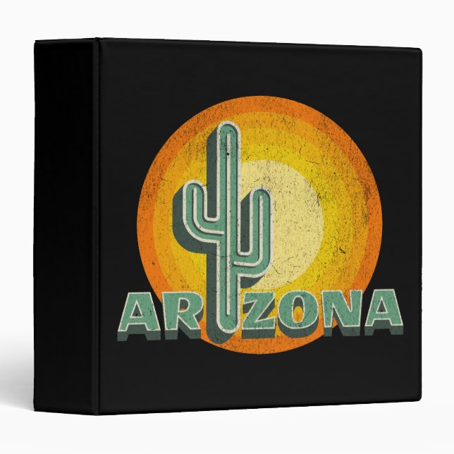 Retro style sunset with Arizona text design 3 Ring Binder (Front/Spine)