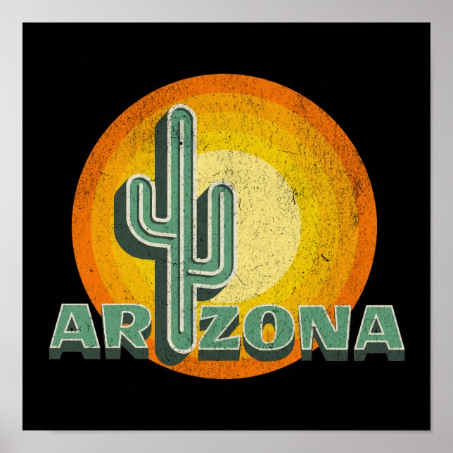 Retro style sunset with Arizona text design Poster (Front)