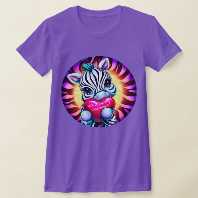 Retro Style Sweet Zebra Valentine T-Shirt (Laydown)