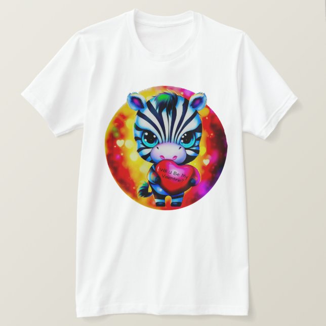 Retro Style Sweet Zebra Valentine T-Shirt (Design Front)