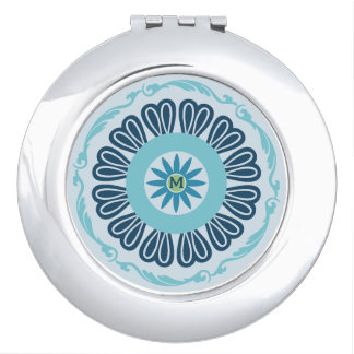 retro-style symmetrical circular pattern compact mirror