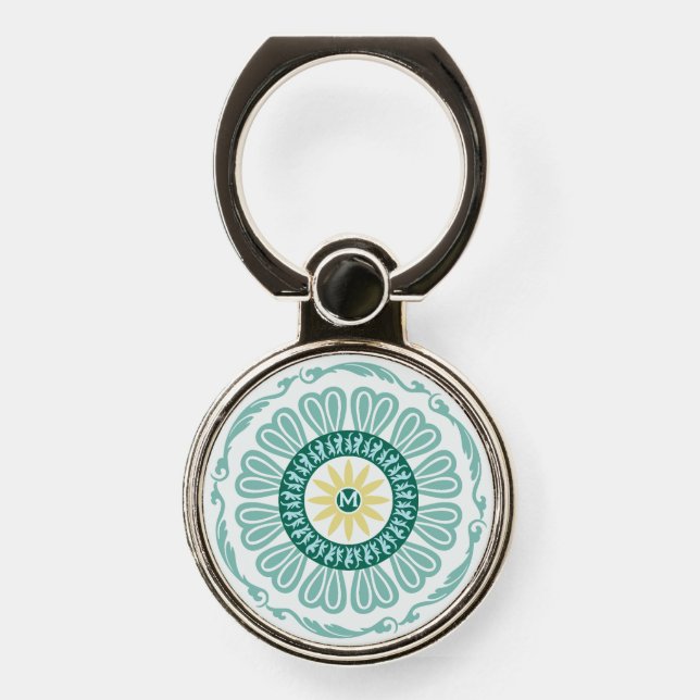 retro-style symmetrical circular pattern phone ring stand (Front)