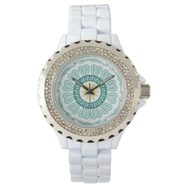 retro-style symmetrical circular pattern watch (Front)
