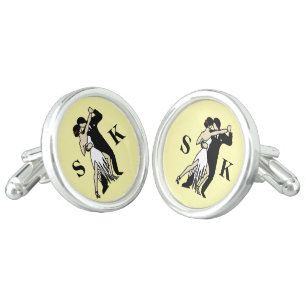Retro-style Tango Dancers Cufflinks