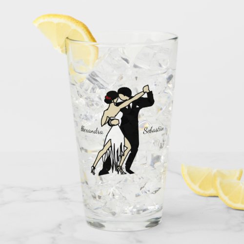 Retro_style Tango Dancers Glass