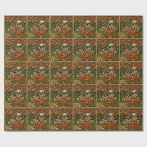 Retro Style Tapestry Exotic Birds Wrapping Paper