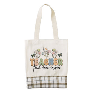 Retro Style Teacher Zazzle HEART Tote Bag