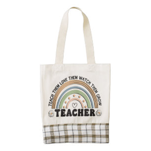 Retro Style Teacher Zazzle HEART Tote Bag