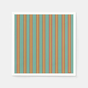 Retro Style Teal Brown Mustard Striped Napkins