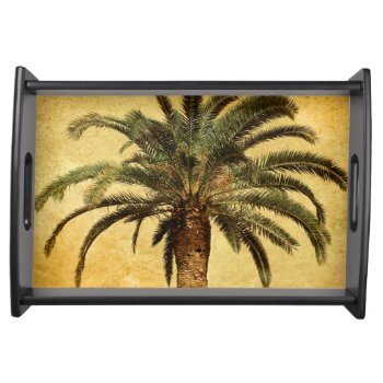 Retro Style Tropical Island Vintage Palm Tree Serving Tray by SilverSpiral at Zazzle
