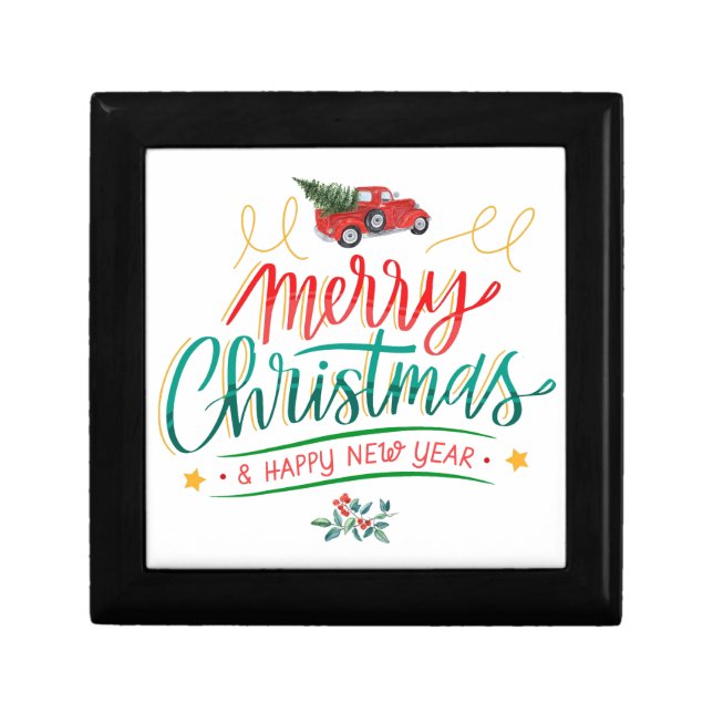 Retro Style Truck Merry Christmas Gift Box (Front)
