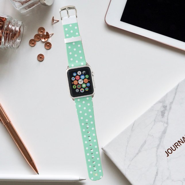 Retro Style Turquoise Polka Dots Pattern Monogram Apple Watch Band (Retro Style Turquoise Polka Dots Pattern Monogram Apple Watch Band)