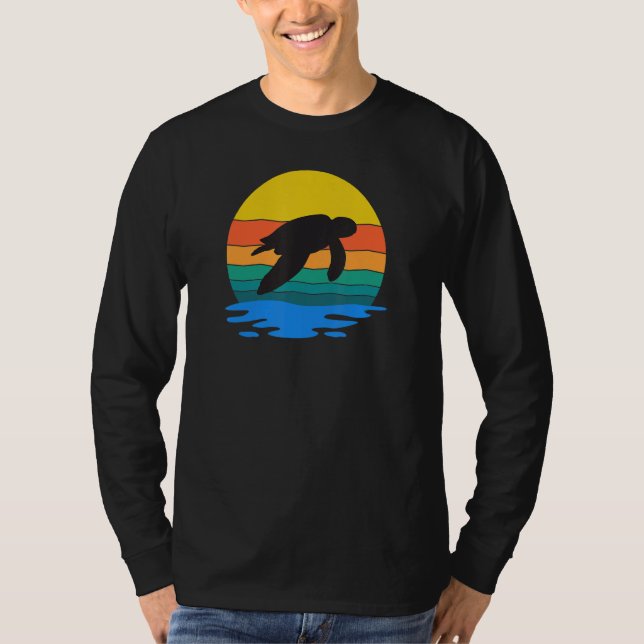 Retro Style Turtle Silhouette Save The Turtles Und T-Shirt (Front)