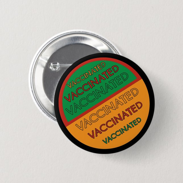 Retro Style Vaccinated (Black Background) Button (Front & Back)