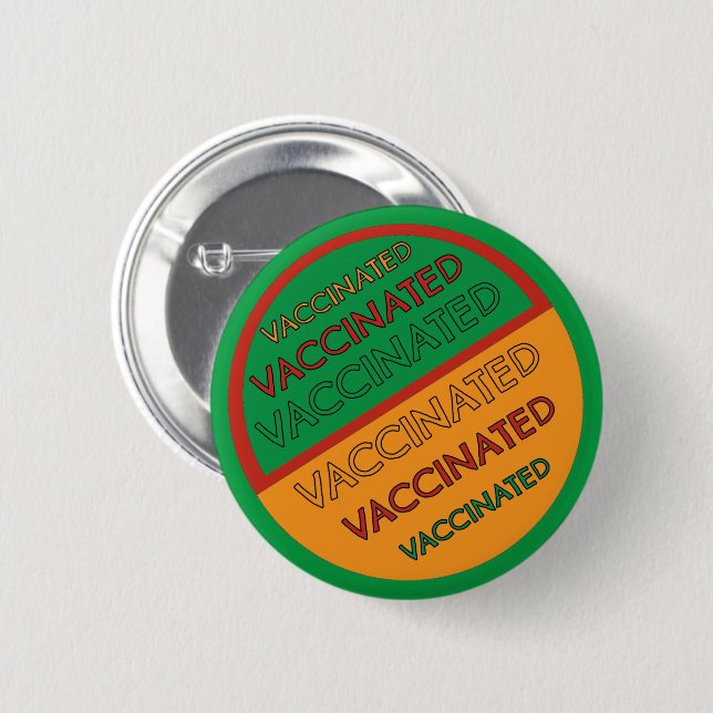 Retro Style Vaccinated (Green Background) Button (Front & Back)