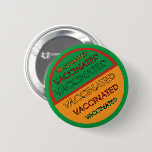 Retro Style Vaccinated (Green Background) Button