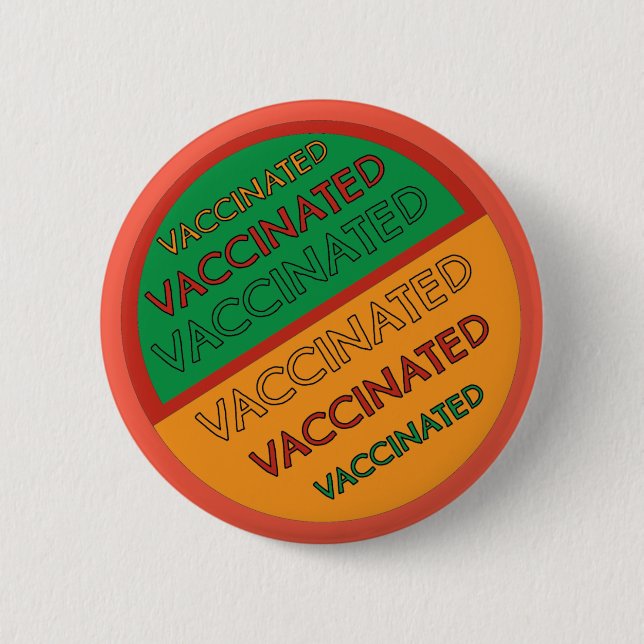 Retro Style Vaccinated (Orange Background) Button (Front)
