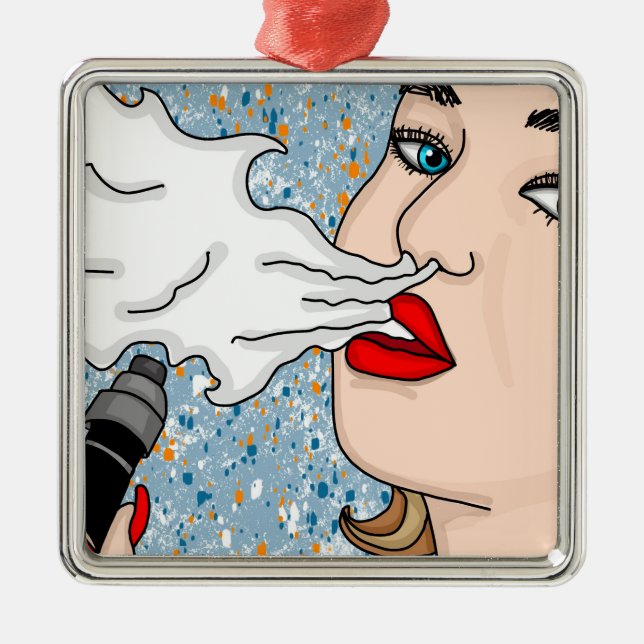 Retro Style Vaping Lady Christmas   Metal Ornament (Front)