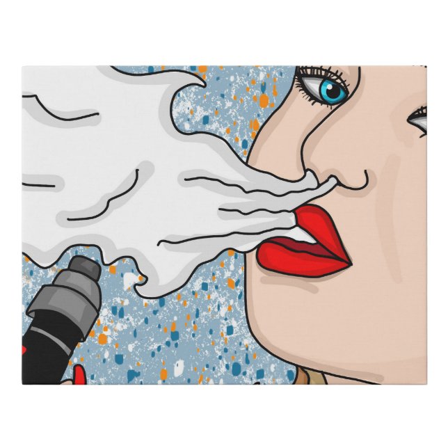 Retro Style Vaping Lady     Faux Canvas Print (Front)