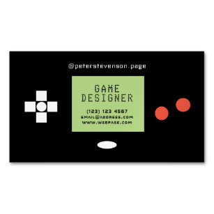 Retro style video games console business card magnet
