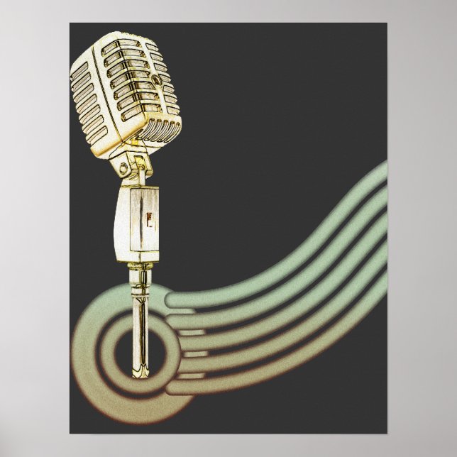 Retro Style Vintage Mic Poster (Front)