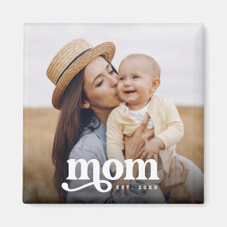 Retro Style Vintage Typography Mom Established Magnet