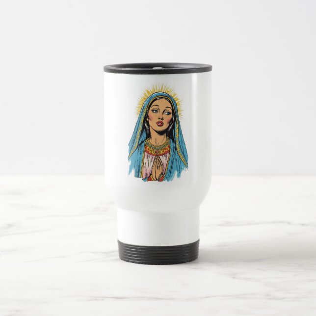 Retro Style Virgin Mary Travel Mug (Center)