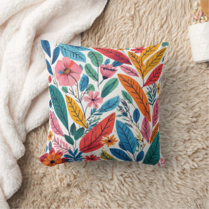Retro style watercolor throw pillow