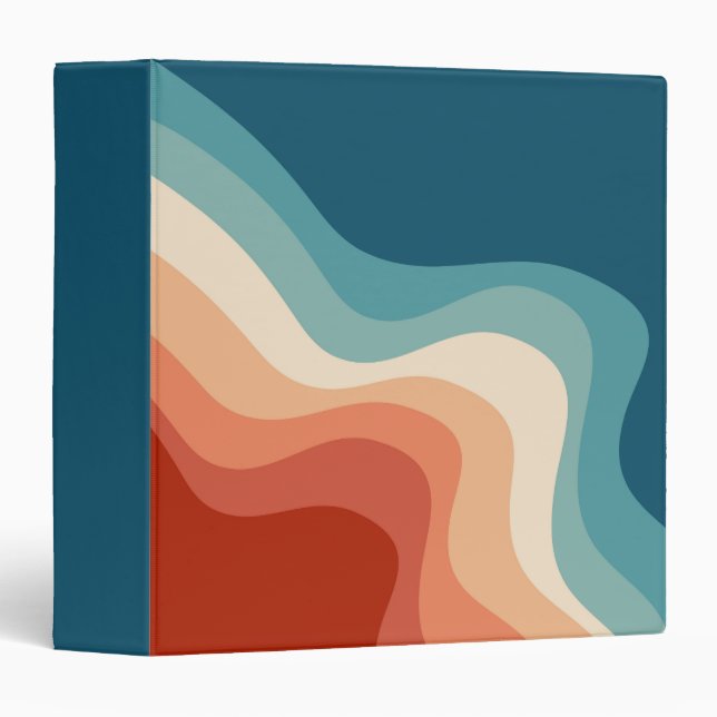 Retro style waves 3 ring binder (Front/Spine)