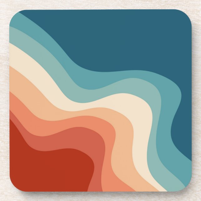 Retro style waves beverage coaster (Front)