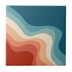 Retro style waves ceramic tile