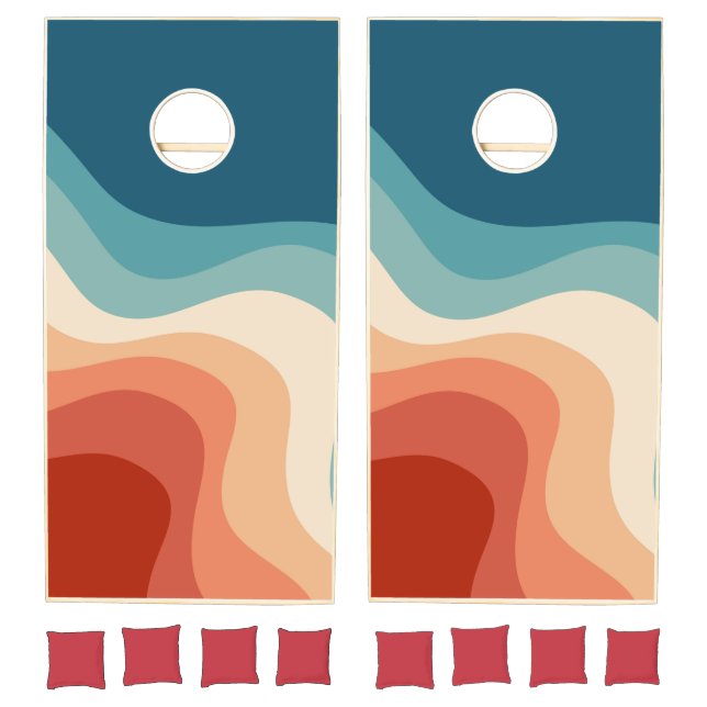 Retro style waves cornhole set (Set)