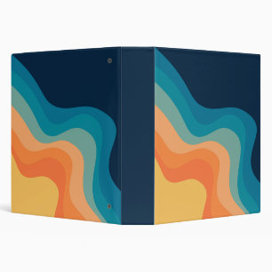 Retro style waves decoration 3 ring binder