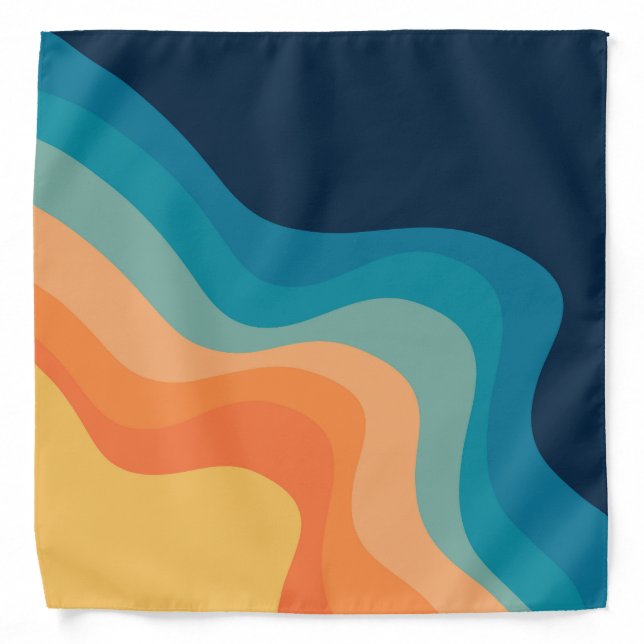 Retro style waves decoration bandana (Front)