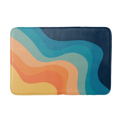 Retro style waves decoration bath mat