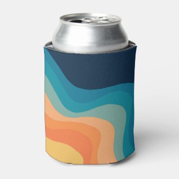 Retro Style Waves Decoration Can Cooler by BattaAnastasia at Zazzle