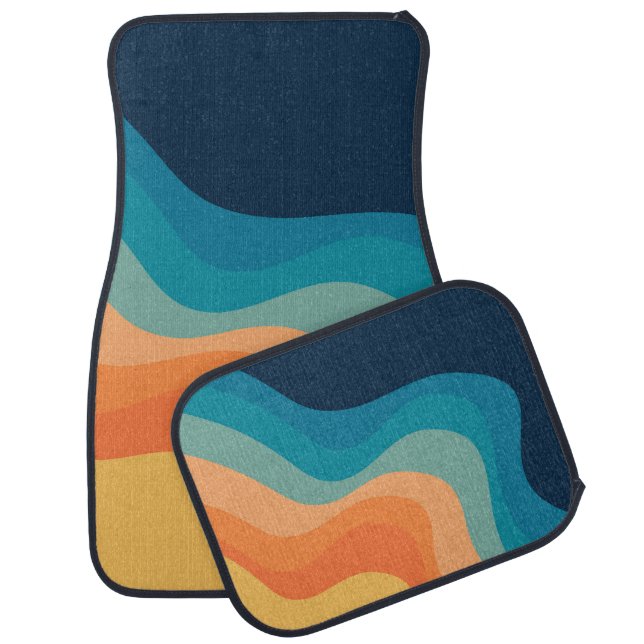 Retro style waves decoration car floor mat (Set)