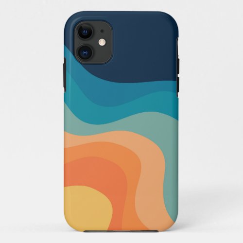 Retro style waves decoration iPhone 11 case