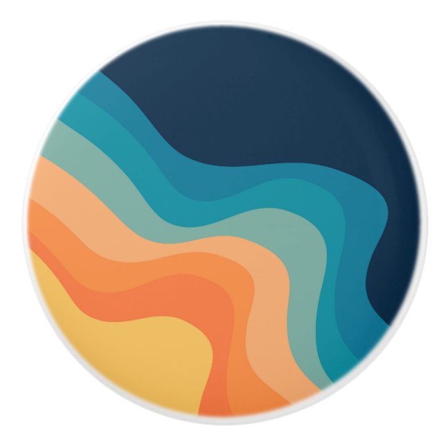 Retro style waves decoration ceramic knob (Front)