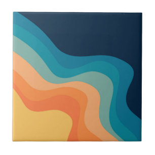 Retro style waves decoration ceramic tile