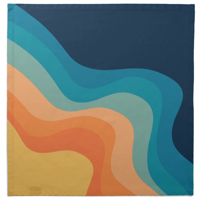 Retro style waves decoration cloth napkin (Front)