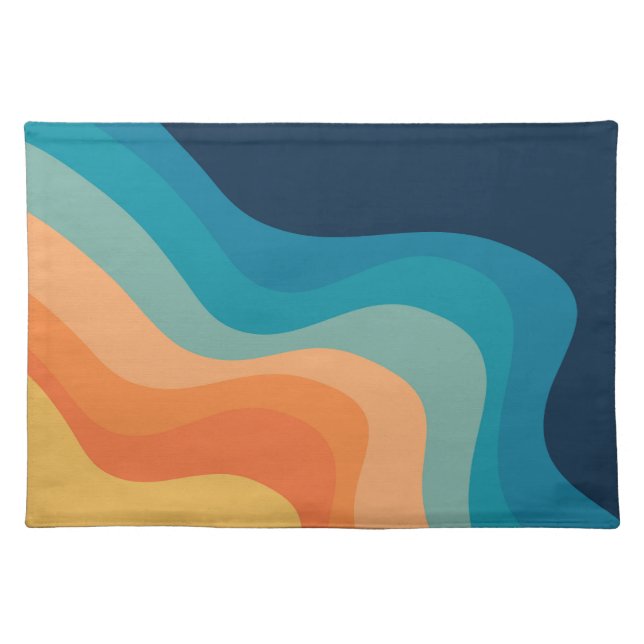 Retro style waves decoration cloth placemat (Front)