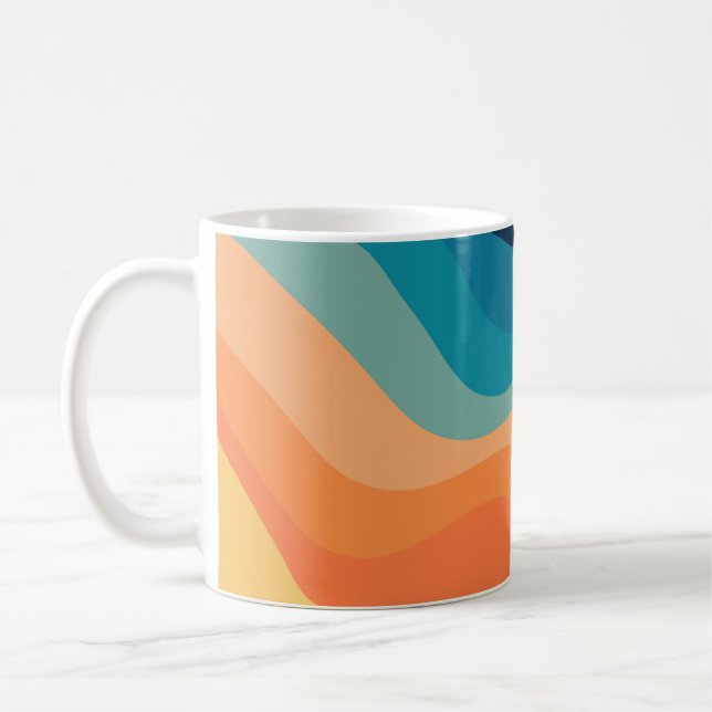 Retro style waves decoration coffee mug (Left)