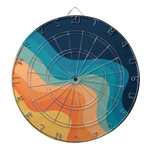 Retro style waves decoration dart board (Front)