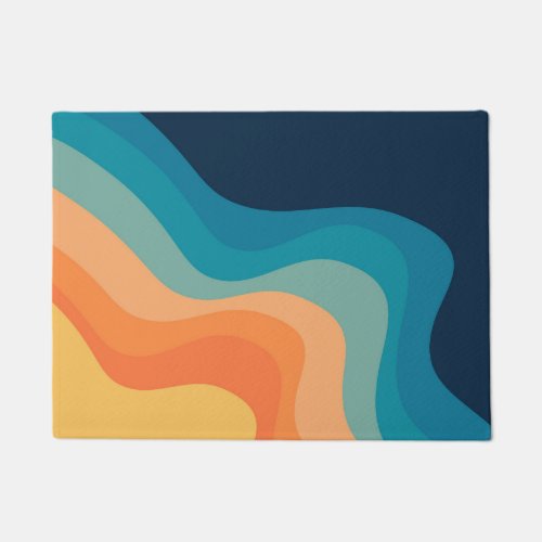 Retro style waves decoration doormat